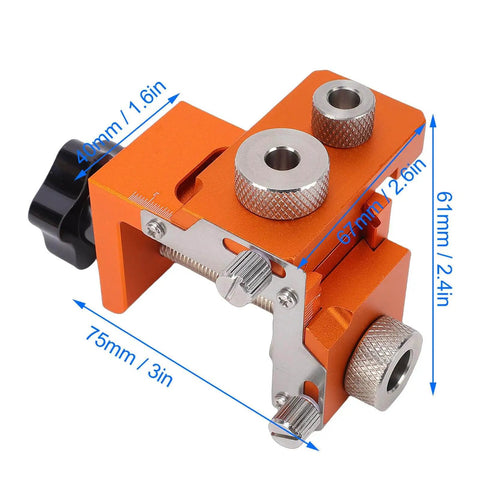 Double Hole Punch Locator Drill Positioning Jig for Woodworking and Furniture Assembly, aluminum alloy, adjustable clamp range