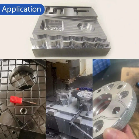 Application of 2 Flute Tungsten Carbide End Mill Set One Sixteenth Inch Cutting Diameter With AlTiN Coating on metal pieces