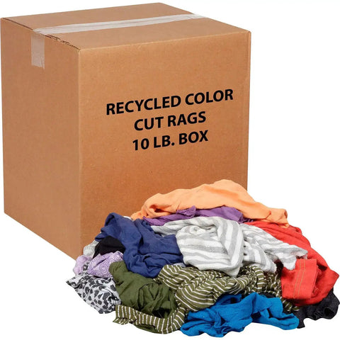 10 Lb Box Of Recycled Cut Rags Mixed Colors For Polishing Finishing Dusting And Cleaning Jobs Made From Assorted Knits