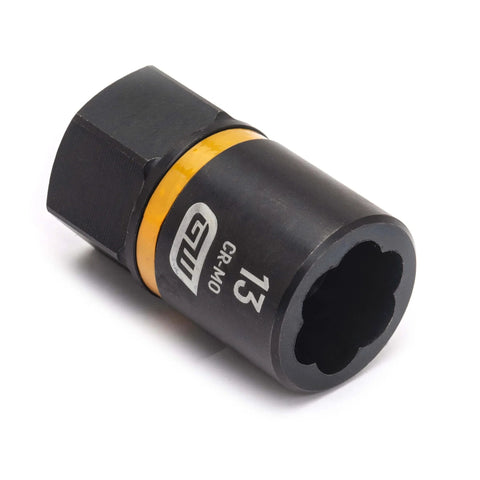 Single socket from Seven Piece Metric Bolt Biter Extraction Socket Set With One Quarter And Three Eighths Inch Drive Bidirectional