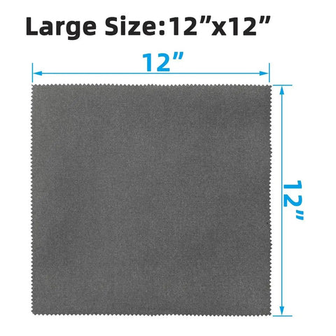 Silicone Gun Cleaning Cloths 12x12 Microfiber Reusable Wipes For Firearms 4 Pack shown in 12x12 inch size.