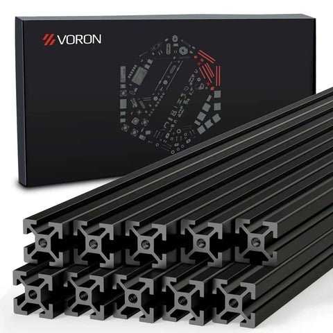 350mm Extrusion Frame Kit For 3D Printers With 2020 Aluminum Square Extrusions Anodized Black Blind Joints displayed in packaging
