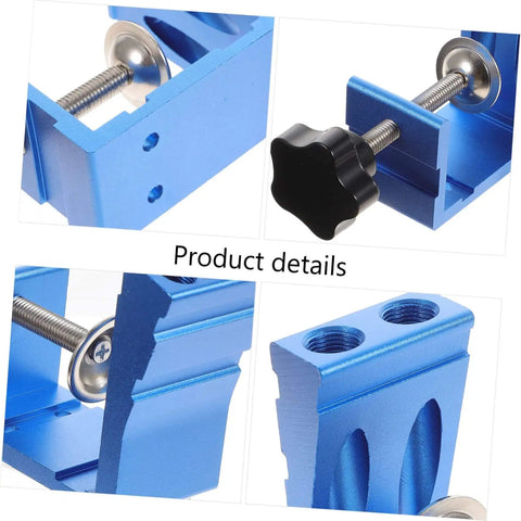 Close-up of a blue Pocket Hole Jig Angle for Precise Pocket Woodworking Do It Yourself Friendly Cabinet and Furniture Assembly Tool