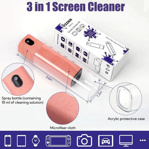 Diagram of 50 Pack 3 In 1 Screen Cleaner Spray And Wipe Cleaning Solution For Devices showing components and dimensions.