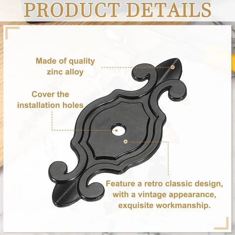 4 Pack Cabinet Handle Backplates Two And Seven Eighths Inch Zinc Alloy Drawer Knob Back Plate Single Hole Retro Vintage Black