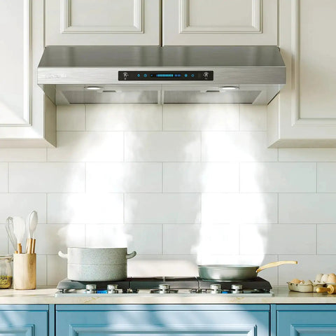Top Notch 30 Inch Under Cabinet Range Hood With 1200 CFM Power, 4 Speed Gesture Sensing Kitchen Exhaust Hood, Touch Control Panel