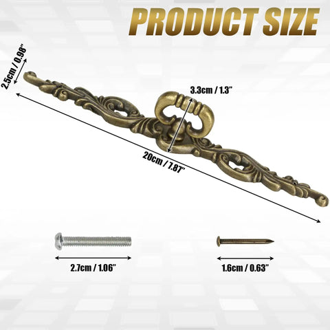 Vintage Bronze Long Drawer Pulls Old School 4 Pack With Screws 200mm Length, showing product size and included screws, rustic zinc alloy.