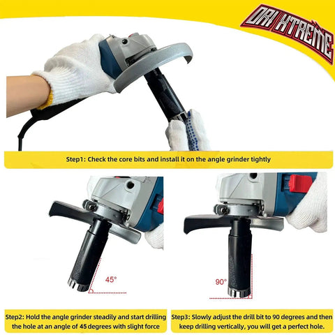 Efficient Diamond Core Drill Bit For Dry Drilling Granite Concrete Marble Stone, One And Three Eighths Inch Hole Saw With Five Eighths Eleven Thread ORIXTREME Vacuum Brazed Protection Reducing Heat And Friction For Fast Clean Cuts with angle grinder installation steps