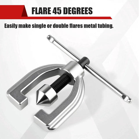 Brake Line Flaring Tool Kit With 5 Adapters For Brass Copper Aluminum 45 Degree showcasing flaring tool