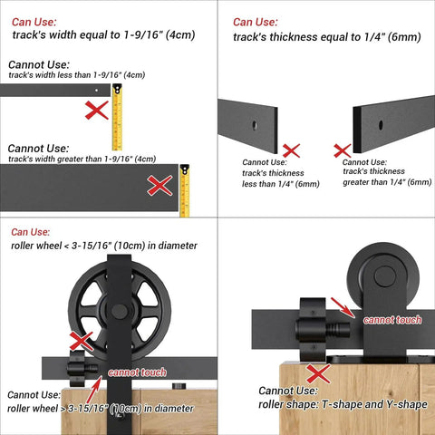 Diagram showing Two Pack Adjustable Barn Door Stopper For 40mm Flat Track Sliding Barn Door Hardware Replacement Heavy Duty Durable Rail Stopper That Grips The Track And Prevents Overtravel Compatible With Roller Wheels Under 10cm Diameter usage specifications.