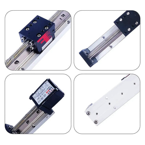 Mini Linear Rail Slide Guide For CNC Motion Table With Nema 14 Stepper Motor, 50 To 300mm Stroke, multiple angles shown