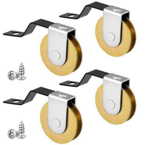 No-Fuss 4 Pack 1-Inch Steel Sliding Screen Door Rollers With Tension Springs, Replacement Wheels, Includes Screws