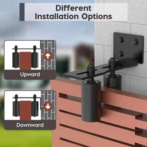 Heavy Duty Slide Gate Roller Guide With L Rear Post Steel Bracket Sliding Gate Hardware Kit Support Assembly For Sliding And Rolling Gates Garage Wood And Fence Doors Black Finish 4 Inch, showing installation options.