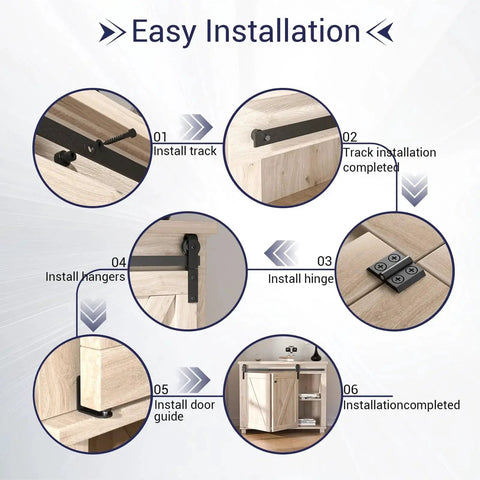 36 Inch Mini Bifold Barn Door Hardware Kit For Closet And Cabinet Sliding Track System installation guide with steps.