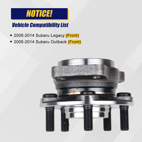 Front Wheel Bearing And Hub Assembly 513220 For Subaru Outback 2005 To 2014 And Subaru Legacy 2005 To 2014 With ABS 4 Bolt Pattern