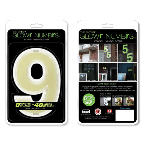 Self-Charging Outdoor Address Number 9 Waterproof Illuminated House Digit No Batteries No Wiring No Solar Panels