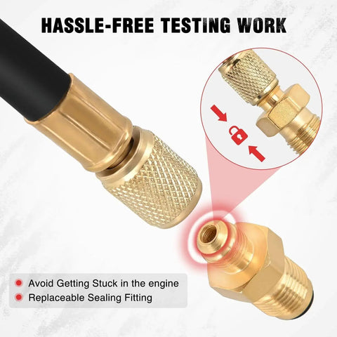 Fuel Pressure Tester Kit 0-100 PSI With Quick Connects 1/4 3/8 5/16 Fittings close-up of quick connect fitting.