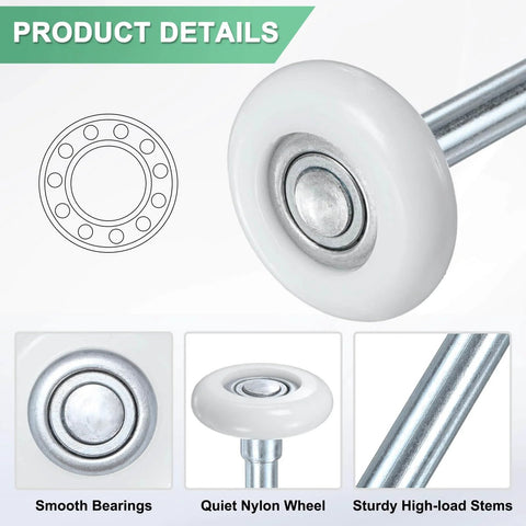 10 Pack Nylon Garage Door Rollers With Quiet 1.8 Inch Wheels And 4.3 Inch 109 Mm Stems High Load Beefed Up Bearings