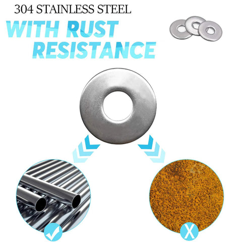 Stainless Fender flat washer, 1 in OD, 0.080 in thick, 3/8 in ID, 50 pcs, 304 stainless