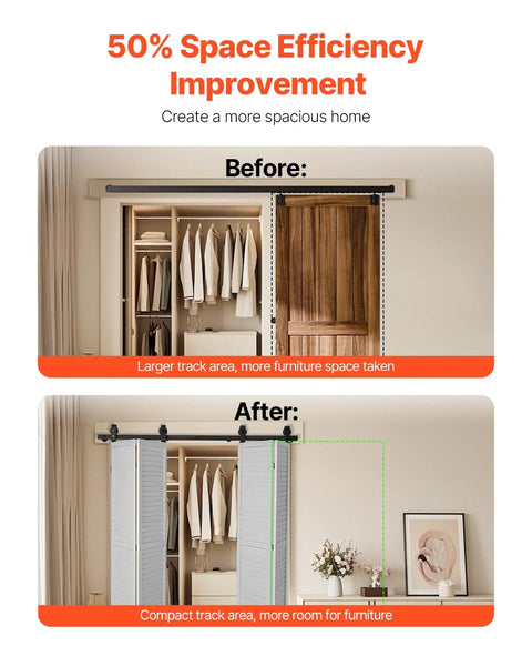 Heavy Duty Bi Folding Sliding Barn Door Hardware Track Kit Fits Four 15 Inch Closet Pantry Or Laundry Doors installed view