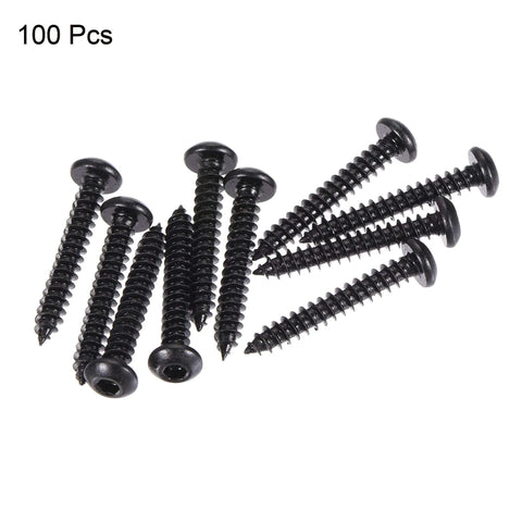 Hex Socket Self Tapping Screws M3 X 20mm Carbon Steel Wood Screws Pack Of 100 for DIY and industrial use, scattered view.