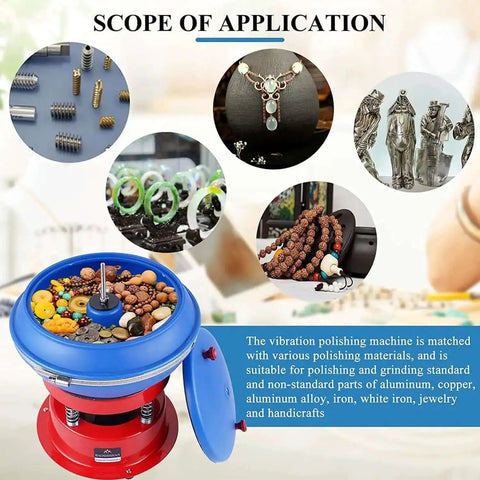 Jewelry Tumbler Polisher Workhorse, 90W Vibration Polishing Machine For Metal Parts, 3.5 Liter Capacity shown with lid open