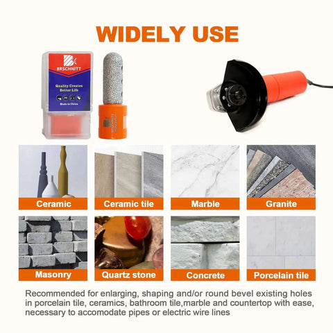 Diamond Finger Milling Bit for Porcelain Tile and Stone, 3/5 Inch Dry Core Drill Bit with 5/8-11 Thread, Grit 45/50, 65mm Total Length