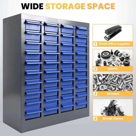 Ultra Handy 40 Drawer Parts Cabinet For Nuts Bolts And Small Hardware With ABS Drawers Adjustable Dividers And Label Slots