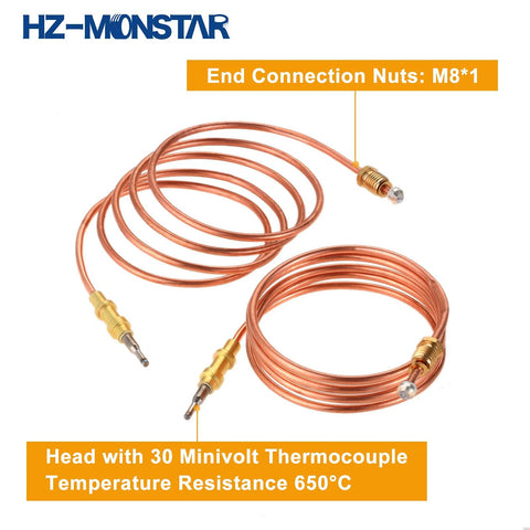 Amazon 2-pack copper gas heater thermocouples with M8x1 end fittings, for Desa LP vent-free heaters.