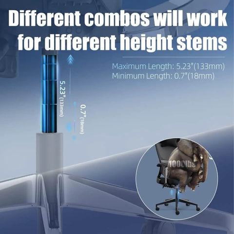 Diagram showing 4 Pack Office Chair Cylinder Clamp Replacement No Tools Needed Quick Fix For Sinking Chairs Up To 5 Inches Fits 28mm