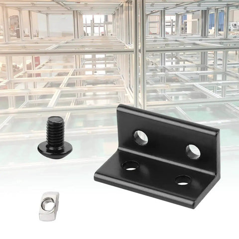 10 Pcs 4 Hole Inside Corner Bracket Kit for 2040 Aluminum Extrusion with 6mm Slot, a black 90 Degree L Bracket with M5 screw and T nut