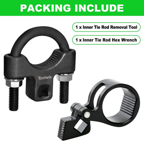 Inner Tie Rod Removal Tool Kit Three Eighths Low Profile Wrench 27 To 42mm with wrench and hex tool visible