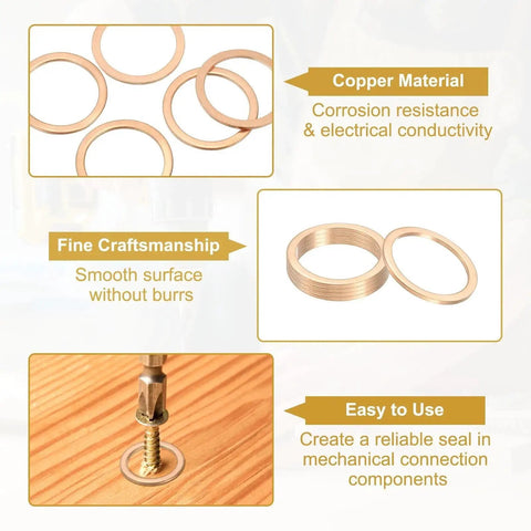 Copper Crush Washers 24mm ID 30mm OD 1.5mm Thick 5 Pack High Quality Flat Sealing Rings For Screws Bolts Sump Plugs