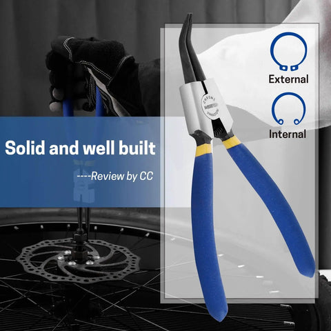 Heavy Duty 7 Inch External Snap Ring Pliers With 45 Degree Bent Jaw For Retaining Ring Removal And Installation CrV Steel Construction Pro Grade Circlip Tool For Machining And Maintenance