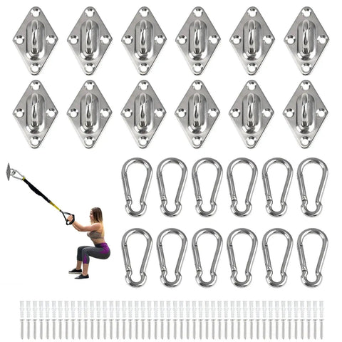 Wall Mount For Resistance Bands With Hooks Space Saving Home Gym Anchor For Fitness Bands And Suspension Training 12 Pack