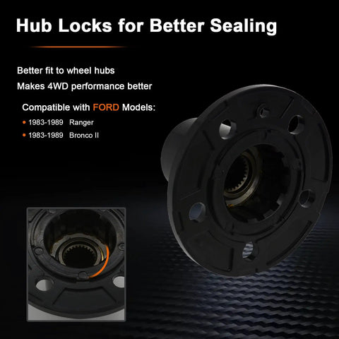 Side view of Manual Free Wheel Bearing Locking Hubs Direct OEM Replacement For 1983 To 1997 Ford Ranger Explorer And Mazda Navajo B2300 B3000 B4000 2 Piece OE Numbers AVM467 B025 F3TZ3B396B with gear details