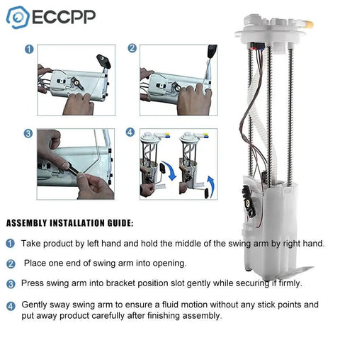 Installation guide and image of Plug And Play Electric Fuel Pump Module Assembly Replacement For Buick Park Avenue LeSabre Oldsmobile Aurora Pontiac Bonneville V6 3.8L V8 4.6L 1999 2000 2001 2002 2003 OEM E3518M