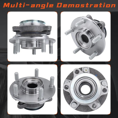 Front Wheel Hub And Bearing Assembly For Nissan Rogue 2008 To 2013 And 2014 To 2015 Rogue Select Plus 2007 To 2012 Sentra 5 Lug With ABS Pair Beefed Up Wheel Bearing Kit For Front Axle Easy Install Sealed Grease For Built To Last in multi-angle view