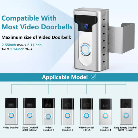 2024 Updated Anti Theft Video Doorbell Mount With No Drill Adjustable Wedge Bracket For Home And Office No Brainer Install