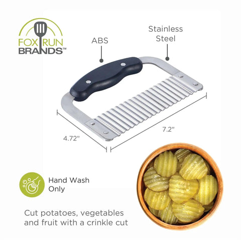 Crinkle Cutter For Veggies And Fruits, Wavy Slicer For Waffle Fries, Chips, Pickles, And More, Durable Stainless Steel Kitchen Gadget By Fox Run