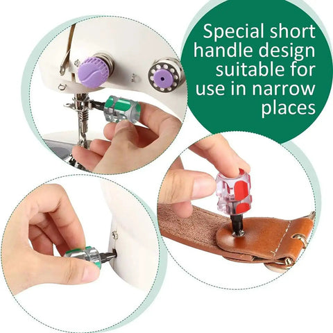 Ultra Short Sewing Machine Screwdriver Set With Flat Head And Phillips Bits For Tight Spots Great For Sewing Projects