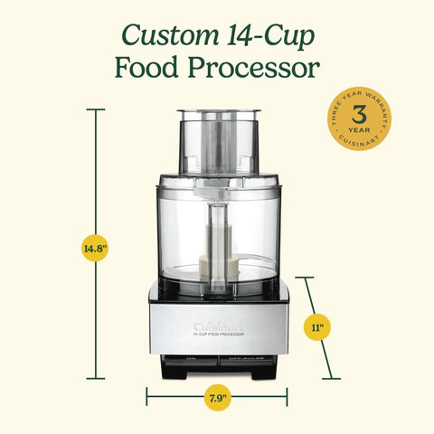 Front view of 14 Cup Food Processor With 720 Watt Motor A Versatile Kitchen Powerhouse For Chopping Dicing Shredding Pureeing And Kneading Dough Stainless Steel Blades Great For Hummus Salsa Guacamole And More