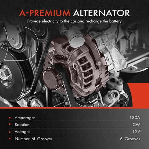 Close-up view of Drop In Alternator Replacement For Subaru Impreza 2015 2016 Crosstrek 2016 2017 XV Crosstrek 2015 And WRX 2015 2021 2.0L 12V 130A Six Groove Clutch Pulley Clockwise installed on engine.