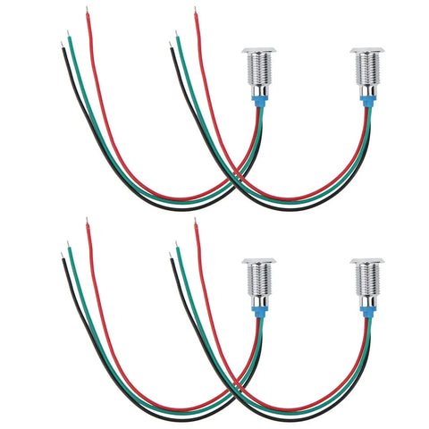 10mm Round LED Indicator Lights with common cathode, dual color red and green, pre-wired for easy panel indicators, 3-6V operating.