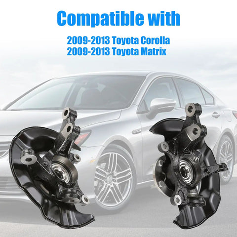 Bolt On Two Piece Front Left And Right Steering Knuckle Wheel Bearing Hub Assembly Replacement For 2009 2010 2011 2012 2013 Toyota Corolla Matrix 698381 698380 displayed with car background