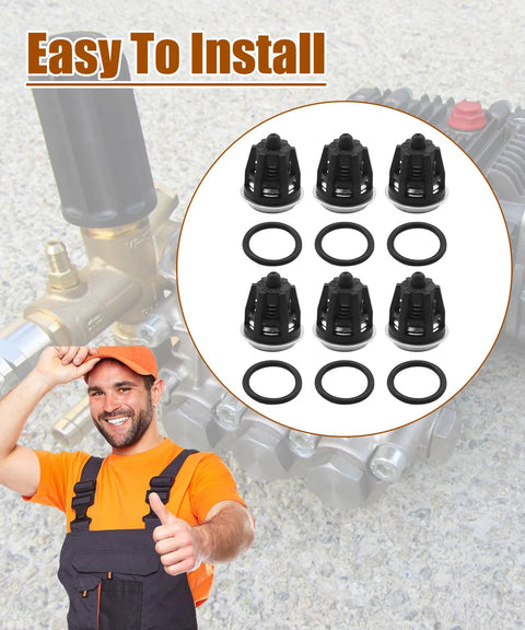 6-pack pressure washer check valves with O-rings for Mi-T-M 700009 Inter Pump 47/49/50/51 series