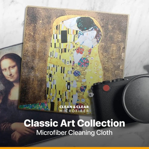 Premium Microfiber Cleaning Cloths 5 Pack for Lenses Glasses Screens 8x8 Inches with classic art design