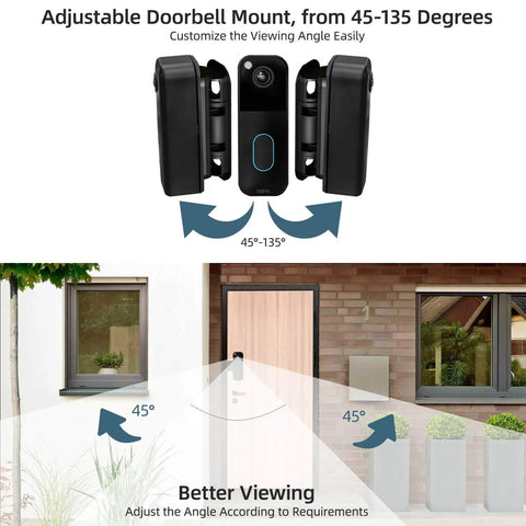 Anti Theft Doorbell Mount 2Nd Gen Adjustable 45 To 135 Degrees No Drilling Camera Mount Bracket installed on door