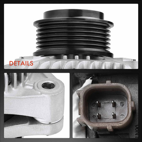 Close-up of Premium 130 Amp 12V Alternator for Honda Odyssey 2011 To 2013 Pilot 2012 To 2015 Ridgeline 2012 To 2014 V6 3.5L
