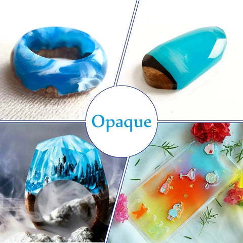 Epoxy Resin Pigment 15 Color Liquid Epoxy Resin Dye Set For Art And Jewelry Making showing various resin jewelry pieces and designs.